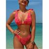 imageMakeMeChic Womens Floral 2 Piece Swimsuit Deep V Neck High Cut Bikini Sets Bathing SuitMulticolor a