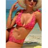 imageMakeMeChic Womens Floral 2 Piece Swimsuit Deep V Neck High Cut Bikini Sets Bathing SuitMulticolor a