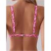 imageMakeMeChic Womens Floral 2 Piece Swimsuit Deep V Neck High Cut Bikini Sets Bathing SuitPink