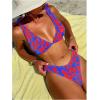 imageMakeMeChic Womens Floral 2 Piece Swimsuit Deep V Neck High Cut Bikini Sets Bathing SuitRed and Blue