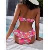 imageMakeMeChic Womens Floral Bikini Bandeau Swimsuit Ruffle Tiered Strapless Bathing SuitHot Pink