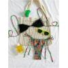 imageMakeMeChic Womens Floral Bikini Set Triangle Smocked Tie Side Boho Swimsuit BeachwearGreen