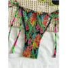 imageMakeMeChic Womens Floral Bikini Set Triangle Smocked Tie Side Boho Swimsuit BeachwearGreen