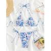 imageMakeMeChic Womens Floral Halter Tie Side High Cut Triangle Bikini Set Swimsuit Bathing SuitBlue Multi