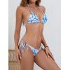 imageMakeMeChic Womens Floral Halter Tie Side High Cut Triangle Bikini Set Swimsuit Bathing SuitBlue White