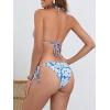 imageMakeMeChic Womens Floral Halter Tie Side High Cut Triangle Bikini Set Swimsuit Bathing SuitBlue White