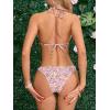 imageMakeMeChic Womens Floral Halter Tie Side High Cut Triangle Bikini Set Swimsuit Bathing SuitDitsy Floral
