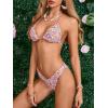 imageMakeMeChic Womens Floral Halter Tie Side High Cut Triangle Bikini Set Swimsuit Bathing SuitDitsy Floral