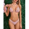imageMakeMeChic Womens Floral Halter Tie Side High Cut Triangle Bikini Set Swimsuit Bathing SuitDitsy Floral