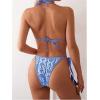 imageMakeMeChic Womens Floral Halter Tie Side High Cut Triangle Bikini Set Swimsuit Bathing SuitFloral Blue