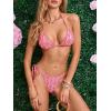 imageMakeMeChic Womens Floral Halter Tie Side High Cut Triangle Bikini Set Swimsuit Bathing SuitFloral Pink