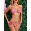 imageMakeMeChic Womens Floral Halter Tie Side High Cut Triangle Bikini Set Swimsuit Bathing SuitFloral Pink