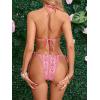 imageMakeMeChic Womens Floral Halter Tie Side High Cut Triangle Bikini Set Swimsuit Bathing SuitFloral Pink