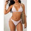 imageMakeMeChic Womens Floral Halter Tie Side High Cut Triangle Bikini Set Swimsuit Bathing SuitFloral Print