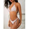 imageMakeMeChic Womens Floral Halter Tie Side High Cut Triangle Bikini Set Swimsuit Bathing SuitFloral Print