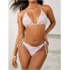 imageMakeMeChic Womens Floral Halter Tie Side High Cut Triangle Bikini Set Swimsuit Bathing SuitFloral Print