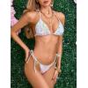 imageMakeMeChic Womens Floral Halter Tie Side High Cut Triangle Bikini Set Swimsuit Bathing SuitFloral Printed