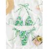 imageMakeMeChic Womens Floral Halter Tie Side High Cut Triangle Bikini Set Swimsuit Bathing SuitGreen
