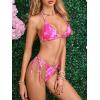 imageMakeMeChic Womens Floral Halter Tie Side High Cut Triangle Bikini Set Swimsuit Bathing SuitHot Pink
