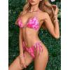 imageMakeMeChic Womens Floral Halter Tie Side High Cut Triangle Bikini Set Swimsuit Bathing SuitHot Pink