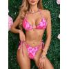 imageMakeMeChic Womens Floral Halter Tie Side High Cut Triangle Bikini Set Swimsuit Bathing SuitHot Pink