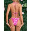 imageMakeMeChic Womens Floral Halter Tie Side High Cut Triangle Bikini Set Swimsuit Bathing SuitHot Pink
