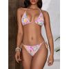 imageMakeMeChic Womens Floral Halter Tie Side High Cut Triangle Bikini Set Swimsuit Bathing SuitMulticolor