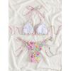 imageMakeMeChic Womens Floral Halter Tie Side High Cut Triangle Bikini Set Swimsuit Bathing SuitMulticolored