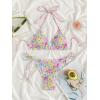 imageMakeMeChic Womens Floral Halter Tie Side High Cut Triangle Bikini Set Swimsuit Bathing SuitMulticolored