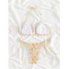 imageMakeMeChic Womens Floral Halter Tie Side High Cut Triangle Bikini Set Swimsuit Bathing SuitOrange