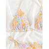 imageMakeMeChic Womens Floral Halter Tie Side High Cut Triangle Bikini Set Swimsuit Bathing SuitOrange