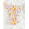 imageMakeMeChic Womens Floral Halter Tie Side High Cut Triangle Bikini Set Swimsuit Bathing SuitOrange