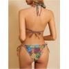 imageMakeMeChic Womens Floral Halter Tie Side High Cut Triangle Bikini Set Swimsuit Bathing SuitZebra Pattern