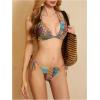 imageMakeMeChic Womens Floral Halter Tie Side High Cut Triangle Bikini Set Swimsuit Bathing SuitZebra Pattern