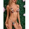 imageMakeMeChic Womens Floral Halter Tie Side High Cut Triangle Bikini Set Swimsuit Bathing SuitZebra Print