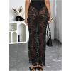 imageMakeMeChic Womens Floral Lace Sheer Maxi Skirt Bodycon Party Long SkirtsBlack