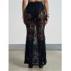 imageMakeMeChic Womens Floral Lace Sheer Maxi Skirt Bodycon Party Long SkirtsBlack B