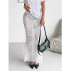 imageMakeMeChic Womens Floral Lace Sheer Maxi Skirt Bodycon Party Long SkirtsWhite