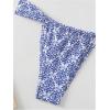 imageMakeMeChic Womens Floral Print 2 Piece Bikini Sets Tie Back Triangle Thong Bathing Suit SwimsuitBlue Floral