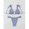 imageMakeMeChic Womens Floral Print 2 Piece Bikini Sets Tie Back Triangle Thong Bathing Suit SwimsuitBlue Floral