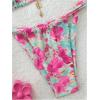 imageMakeMeChic Womens Floral Print 2 Piece Bikini Sets Tie Back Triangle Thong Bathing Suit SwimsuitBlue and Pink