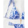 imageMakeMeChic Womens Floral Print 2 Piece Bikini Sets Tie Back Triangle Thong Bathing Suit SwimsuitBlue and White