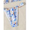 imageMakeMeChic Womens Floral Print 2 Piece Bikini Sets Tie Back Triangle Thong Bathing Suit SwimsuitGraphic Multi