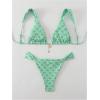 imageMakeMeChic Womens Floral Print 2 Piece Bikini Sets Tie Back Triangle Thong Bathing Suit SwimsuitGreen Multi