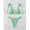 imageMakeMeChic Womens Floral Print 2 Piece Bikini Sets Tie Back Triangle Thong Bathing Suit SwimsuitGreen Multi