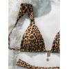 imageMakeMeChic Womens Floral Print 2 Piece Bikini Sets Tie Back Triangle Thong Bathing Suit SwimsuitLeopard Multi B