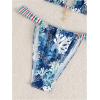 imageMakeMeChic Womens Floral Print 2 Piece Bikini Sets Tie Back Triangle Thong Bathing Suit SwimsuitLight Blue Multi