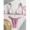 imageMakeMeChic Womens Floral Print 2 Piece Bikini Sets Tie Back Triangle Thong Bathing Suit SwimsuitLilac Purple
