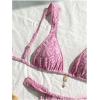 imageMakeMeChic Womens Floral Print 2 Piece Bikini Sets Tie Back Triangle Thong Bathing Suit SwimsuitLilac Purple