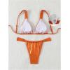 imageMakeMeChic Womens Floral Print 2 Piece Bikini Sets Tie Back Triangle Thong Bathing Suit SwimsuitOrange